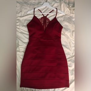 Le Château - Red Mini Dress - Lace - Size L